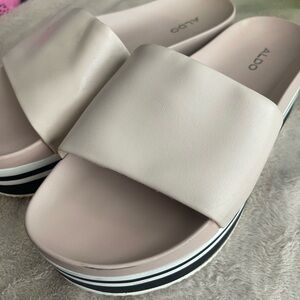 Aldo Cream Contemporary Slide Sandals
